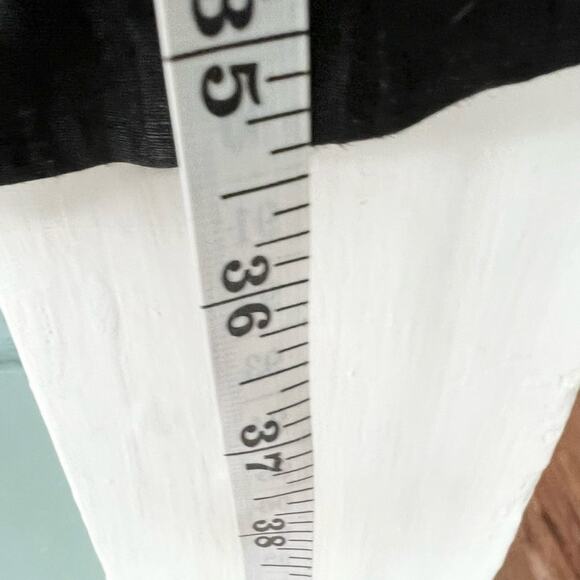 Citron black crinkly pants floral embroidered hem linen blend wide leg artsy M - Picture 8 of 10